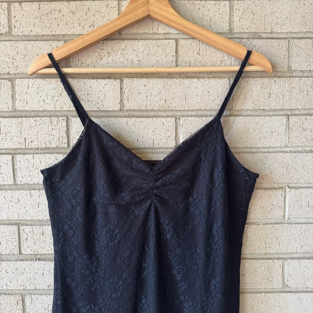 H&M Black Lace Bodycon Sheer Slip Dress | Witchy Romantic Whimsigoth | Medium - Picture 3 of 6